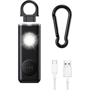 Safety Alarm Keychain for Women 130 dB Siren Strobe Light Safety Keychain for Kids Men Seniors Man Woman Gift Black